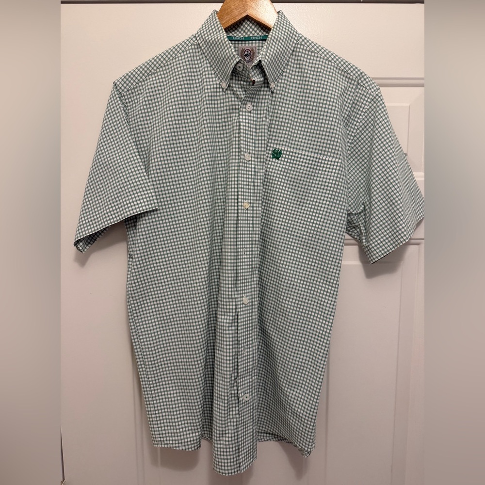 Cinch Men's Green Plaid Button Down Shirt